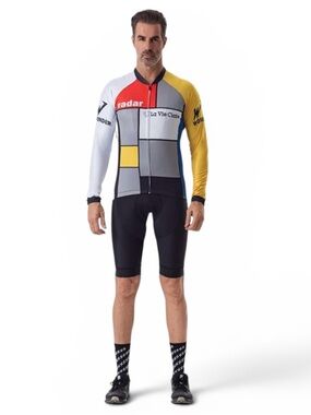 Cycle Run Cycling Bike Jersey Long Slv W/Pockets Moisture Wicking Quick Dry  XS